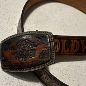 Brown Leather Belt with Eagle Buckle